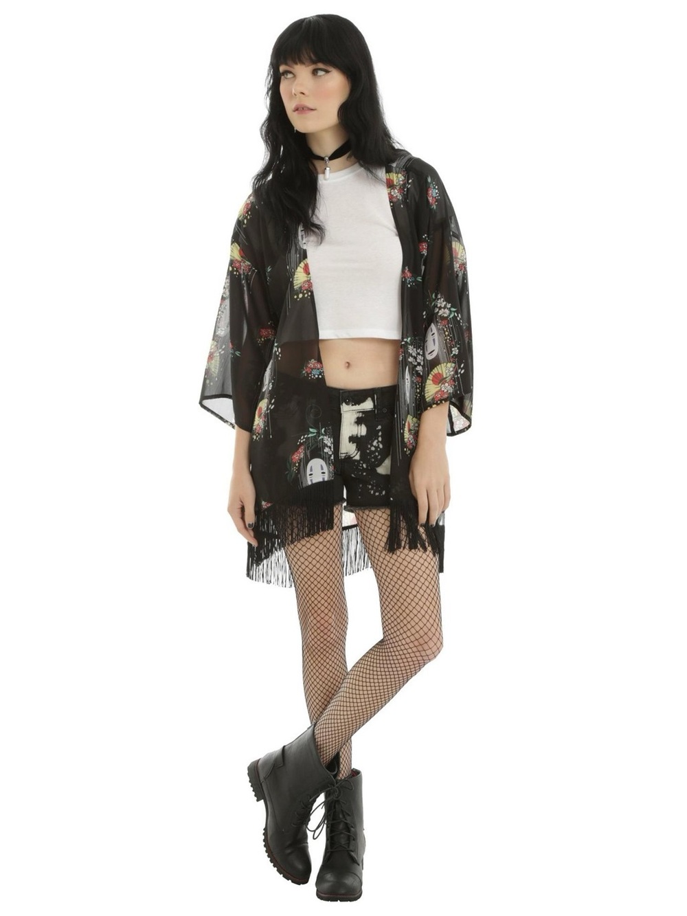 Spirited Away Studio Ghibli Sheer Black Coverup W/ Tassels XL